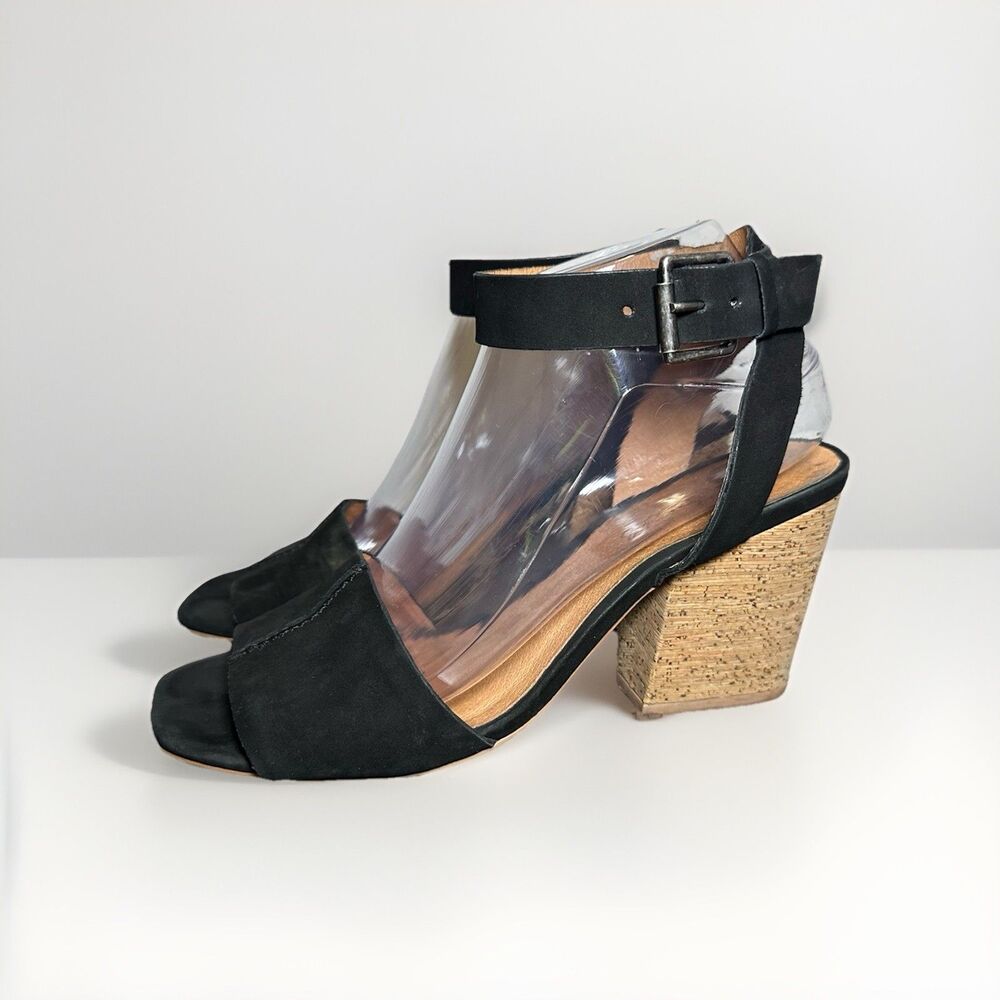 Madewell Black Chunky Block Heel Strappy Ankle Heels Sandals‎ Women's 8